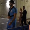Pamela Anderson et Adil Rami quittant en même temps le Stade Vélodrome à Marseille le 24 août 2017 à l'issue du match de barrage retour d'Europa League entre l'OM et Domzale, première rencontre à laquelle l'Américaine venait assister. © Eric Etten/Bestimage