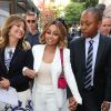 Blac Chyna et ses avocats sortent du palais de justice à Los Angeles, le 10 juillet 2017 où le juge a rendue un avis en faveur de Blac Chyna qui accuse Rob Kardashian d'avoir violé la loi Californienne interdisant le « revange porn » une pratique qui consiste à poster des images de son ex nue, pour lui faire du mal et se venger. Blac Chyna a tenue une conférence de presse devant le palais de justice.
