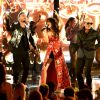 J Balvin, Camila Cabello et Pitbull aux 2017 MTV Movie & TV Awards à Los Angeles. Le 7 mai 2017.