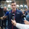 Le champion du monde du 800m, Pierre-Ambroise Bosse, arrive Gare du Nord à Paris, le 12 août 2017.