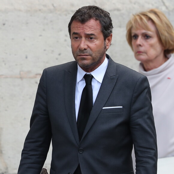 Bernard Montiel - Obsèques de Mireille Darc en l'église Saint-Sulpice à Paris. Le 1er septembre 2017