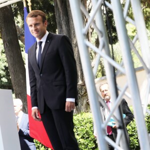 Emmanuel Macron et sa femme Brigitte Macron (Trogneux) - Allocution du président de la République française lors d'une réception offerte par la France en l'honneur de la communauté française. Le 8 septembre 2017 © Dominique Jacovides / Bestimage