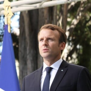 Emmanuel Macron et sa femme Brigitte Macron (Trogneux) - Allocution du président de la République française lors d'une réception offerte par la France en l'honneur de la communauté française. Le 8 septembre 2017 © Dominique Jacovides / Bestimage