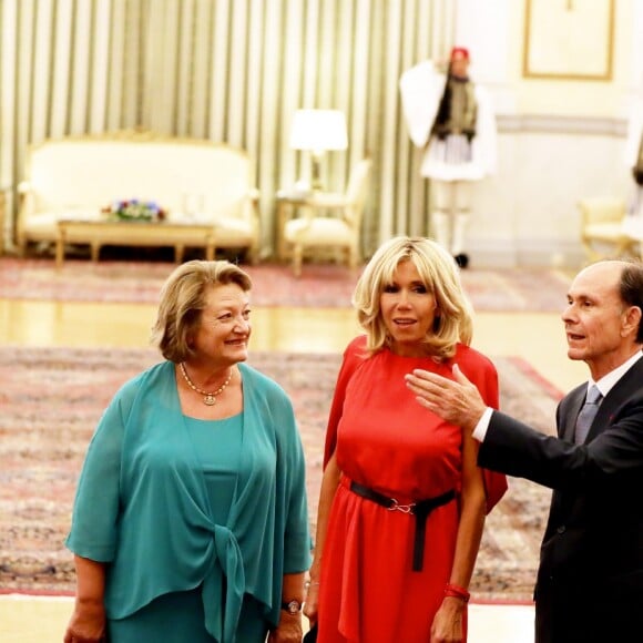 La Première Dame Vlassia Pavlopoulou-Peltsemi, la Première Dame Brigitte Macron (Trogneux) - Dîner d'Etat en l'honneur du président de la République française et sa femme la Première Dame au Palais présidentiel d'Athènes, Grèce, le 7 septembre 2017. © Dominique Jacovides/Bestimage