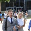 Lorraine Gilles et son mari Michael Bleau vont déjeuner lors de la pause du procès du divorce de Mel B et Stephen Belafonte à Van Nuys le 8 septembre 2017.