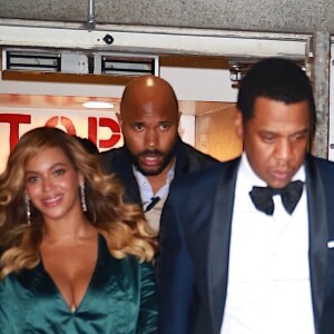 Jay-Z et sa femme Beyonce à la sortie de la 3ème soirée caritative annuelle Diamond Ball à Cipriani Wall Street à New York.