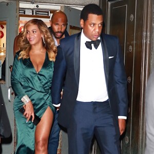 Jay-Z et sa femme Beyonce à la sortie de la 3ème soirée caritative annuelle Diamond Ball à Cipriani Wall Street à New York.