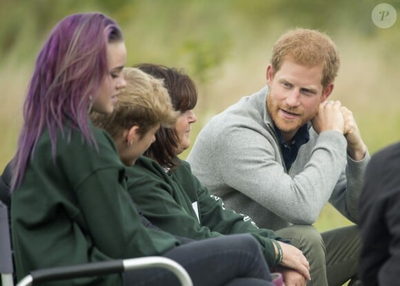 Le prince Harry rencontre les bénéficiaires du "Chatham Green Project", une initiative de la fondation Wilderness, à Chatham Green le 14 septembre 2017.