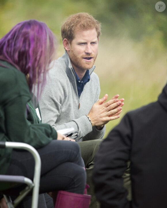 Le prince Harry rencontre les bénéficiaires du "Chatham Green Project", une initiative de la fondation Wilderness, à Chatham Green le 14 septembre 2017.
