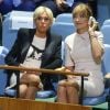 Brigitte Macron assiste au discours de son mari , le président de la république, devant la 72ème assemblée générale de l'organisation des Nations Unies à New York le 19 septembre 2017.