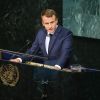 Le président Emmanuel Macron intervient à la tribune de la 72ème assemblée générale des Nations Unies à New York le 19 septembre 2017.