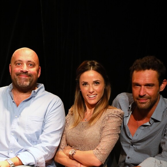 Exclusif - Patrick Veisselier, Capucine Anav, Renaud Roussel - Capucine Anav fait ses premiers pas au théâtre de la pièce "La Fève du samedi soir" qui se jouera à partir du 21 septembre 2017 au Apollo Theatre à Paris. © Sebastien Valiela / Bestimage