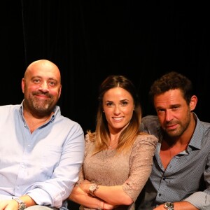 Exclusif - Patrick Veisselier, Capucine Anav, Renaud Roussel - Capucine Anav fait ses premiers pas au théâtre de la pièce "La Fève du samedi soir" qui se jouera à partir du 21 septembre 2017 au Apollo Theatre à Paris. © Sebastien Valiela / Bestimage