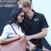 Première apparition officielle du prince Harry et sa compagne Meghan Markle dans les tribunes de la finale de tennis à la troisième édition des Invictus Games à Toronto, Ontario, Canada, le 25 septembre 2017. 