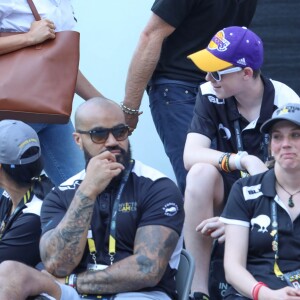 Première apparition officielle du prince Harry et sa compagne Meghan Markle dans les tribunes de la finale de tennis à la troisième édition des Invictus Games à Toronto, Ontario, Canada, le 25 septembre 2017. 