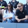 Première apparition officielle du prince Harry et sa compagne Meghan Markle dans les tribunes de la finale de tennis à la troisième édition des Invictus Games à Toronto, Ontario, Canada, le 25 septembre 2017. 