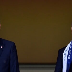 Vadim Vasilyev et le prince Albert II de Monaco lors du match de Ligue des Champions entre l'AS Monaco et FC Porto au Stade Louis II à Monaco, le 26 septembre 2017. © Bruno Bebert/Bestimage