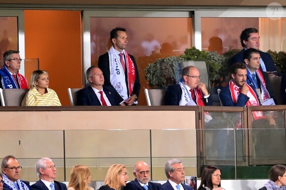 Vadim Vasilyev, le prince Albert II de Monaco et son neveu Pierre Casiraghi lors du match de Ligue des Champions entre l'AS Monaco et FC Porto au Stade Louis II à Monaco, le 26 septembre 2017. © Bruno Bebert/Bestimage