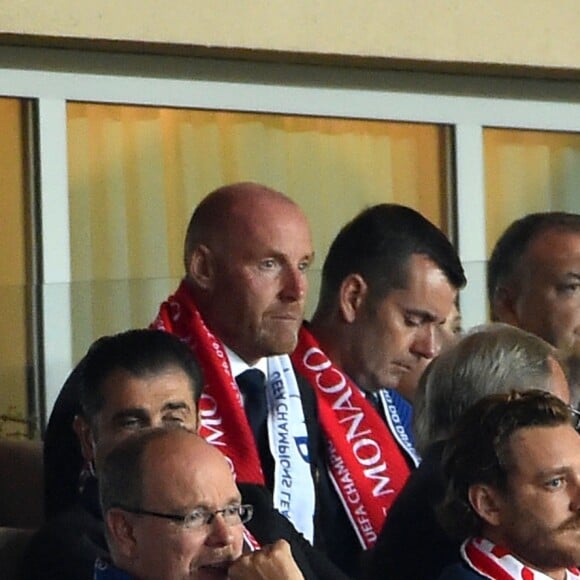 Vadim Vasilyev, le prince Albert II de Monaco et son neveu Pierre Casiraghi lors du match de Ligue des Champions entre l'AS Monaco et FC Porto au Stade Louis II à Monaco, le 26 septembre 2017. © Bruno Bebert/Bestimage