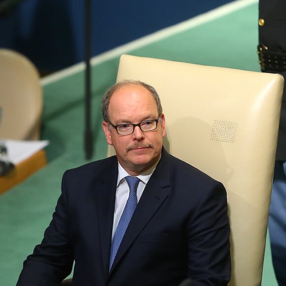 Le prince Albert II de Monaco lors de son discours devant la 72e assemblée générale des Nations unies à New York le 19 septembre 2017. © Morgan Dessales / Bestimage USA