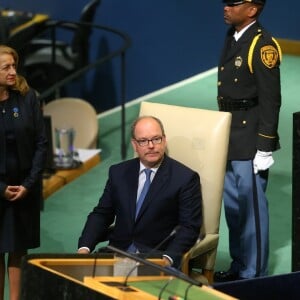 Le prince Albert II de Monaco lors de son discours devant la 72e assemblée générale des Nations unies à New York le 19 septembre 2017. © Morgan Dessales / Bestimage USA