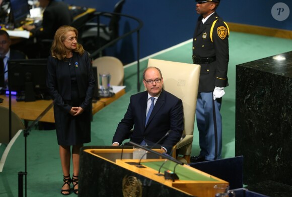 Le prince Albert II de Monaco lors de son discours devant la 72e assemblée générale des Nations unies à New York le 19 septembre 2017. © Morgan Dessales / Bestimage USA