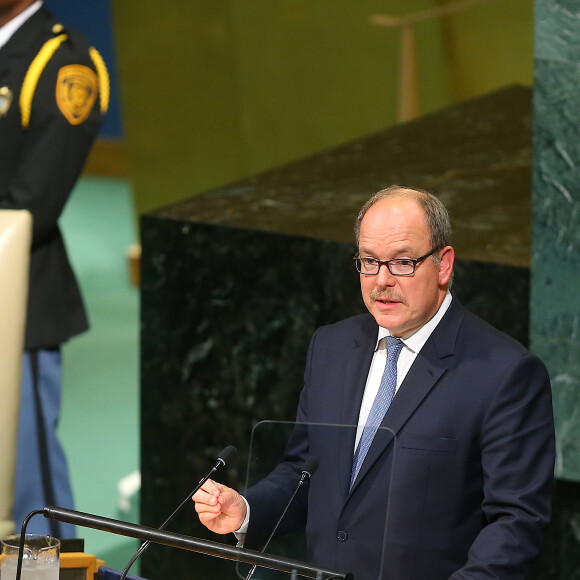 Le prince Albert II de Monaco lors de son discours devant la 72e assemblée générale des Nations unies à New York le 19 septembre 2017. © Morgan Dessales / Bestimage USA