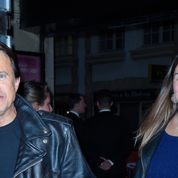 Vincent Perrot et sa compagne Virginie enceinte - Générale de la comédie musicale "Grease" au Théâtre Mogador à Paris le 28 septembre 2017. © Coadic Guirec/Bestimage