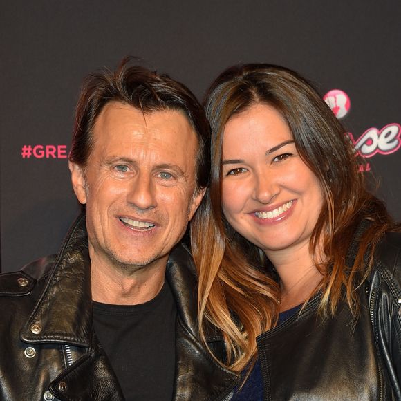 Vincent Perrot et sa compagne Virginie enceinte - Générale de la comédie musicale "Grease" au Théâtre Mogador à Paris le 28 septembre 2017. © Coadic Guirec/Bestimage