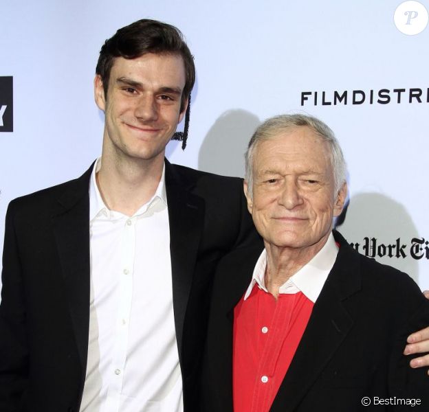 Hugh Hefner et son fils Marston Hefner à Los Angeles, le 13 octobre 2011.