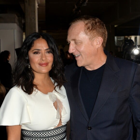 Salma Hayek et son mari François-Henri Pinault - Défilé Giambattista Valli, collection prêt-à-porter printemps-été 2018 à Paris. Le 2 octobre 2017. © CVS-Veeren / Bestimage