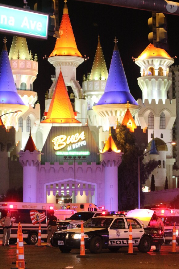 Illustrations des secours et de la sécurité après la tuerie de Las Vegas le 1er octobre 2017.