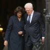 Exclusif - Lionel Jospin et sa femme Sylviane Agacinski - Obsèques de Anne Wiazemsky en la basilique Sainte-Clotilde à Paris le 11 octobre 2017.