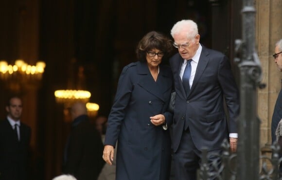 Exclusif - Lionel Jospin et sa femme Sylviane Agacinski - Obsèques de Anne Wiazemsky en la basilique Sainte-Clotilde à Paris le 11 octobre 2017.