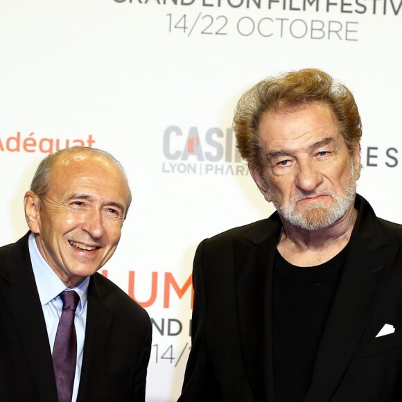 Gérard Collomb, Eddy Mitchell - Tapis rouge de la cérémonie d'ouverture du Festival Lumière 2017 au cours de laquelle Eddy Mitchell a reçu un hommage à Lyon, le 14 Octobre 2017 © Dominique Jacovides/Bestimage