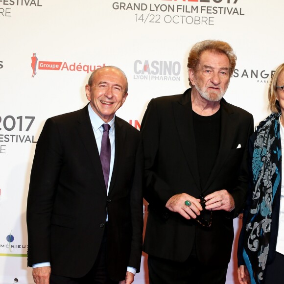 Gérard Collomb, Eddy Mitchell, Françoise Nyssen - Tapis rouge de la cérémonie d'ouverture du Festival Lumière 2017 au cours de laquelle Eddy Mitchell a reçu un hommage à Lyon, le 14 Octobre 2017 © Dominique Jacovides/Bestimage