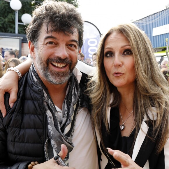 Stéphane Plaza et Nayah, sosie de Céline Dion, participent à la 81e Foire du Dauphiné à Romans-sur-Isère, le 1er octobre 2017.