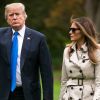 Le président Donald Trump et sa femme Melania arrivent à la Maison Blanche après leur voyage à Beltsville le 13 octobre 2017.