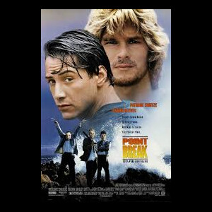 Patrick Swayze et Keanu Reeves sur l'affiche du film "Point Break", en 1991.