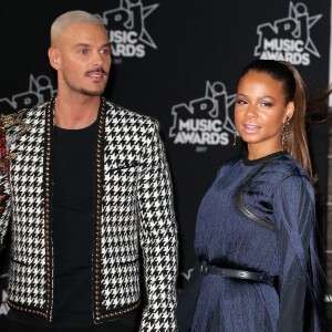 Le chanteur français M. Pokora (Matt Pokora) et sa compagne la chanteuse américaine Christina Milian lors des NRJ Music Awards 2017 à Cannes le 4 novembre 2017