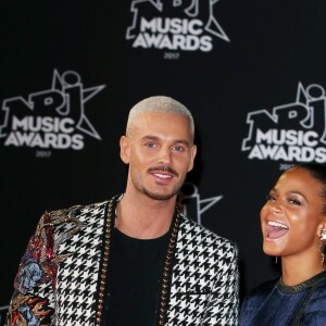 Le chanteur français M. Pokora (Matt Pokora) et sa compagne la chanteuse américaine Christina Milian lors des NRJ Music Awards 2017 à Cannes le 4 novembre 2017