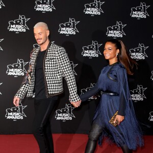 Le chanteur français M. Pokora (Matt Pokora) et sa compagne la chanteuse américaine Christina Milian lors des NRJ Music Awards 2017 à Cannes le 4 novembre 2017