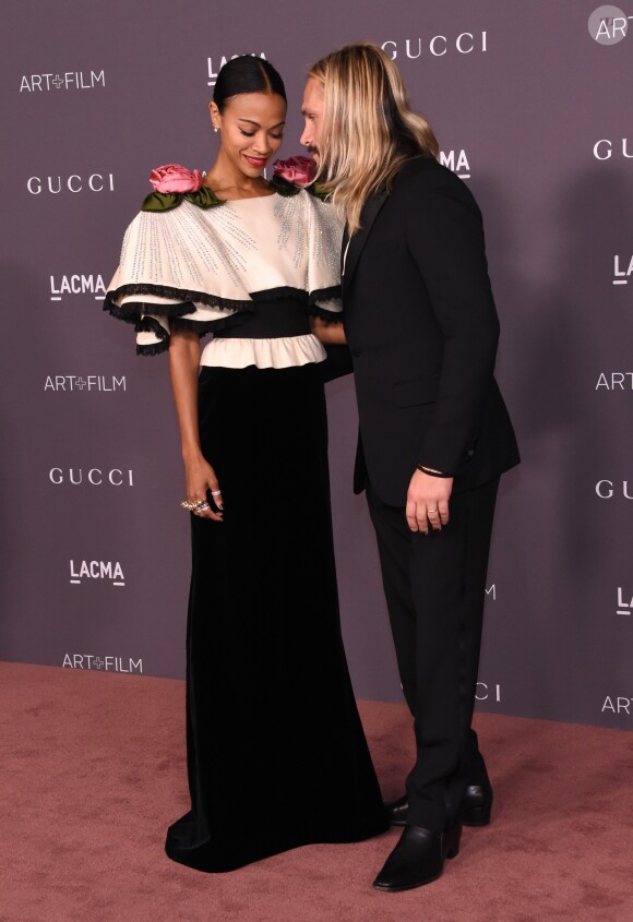 Zoe Saldana et son mari Marco Perego - Gala "Art + Film" organisé par le musée LACMA. Los Angeles, le 4 novembre 2017.