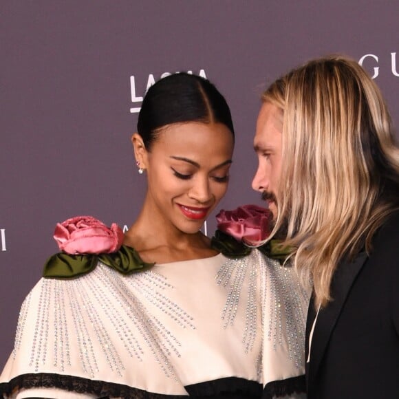 Zoe Saldana et son mari Marco Perego - Gala "Art + Film" organisé par le musée LACMA. Los Angeles, le 4 novembre 2017.