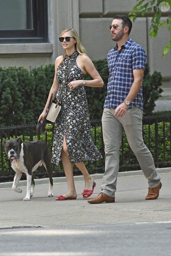 Exclusif - Kate Upton et son fiancé Justin Verlander à New York, le 2août 2017.