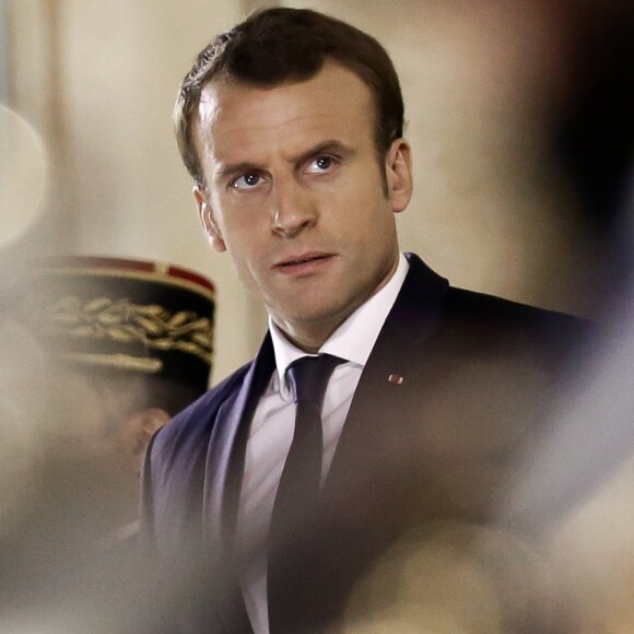 Le Président de la République, Emmanuel Macron raccompagne le président de Chypre, après un entretien au palais de l'Elysée, ParisParis, France. Le 6 novembre 2017. © Stéphane Lemouton / BestImage