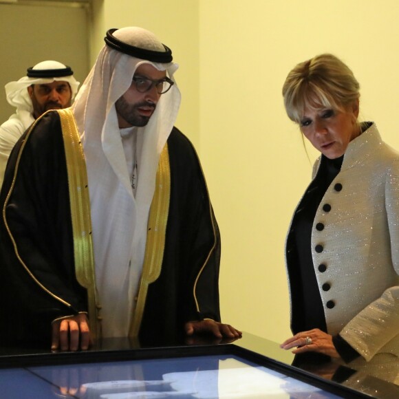 Mohamad Khalifa al-Mubarak et Brigitte Macron - Visite du Louvre Abu Dhabi, le 8 novembre 2017. Photo : Ludovic MARIN/Pool/ABACAPRESS