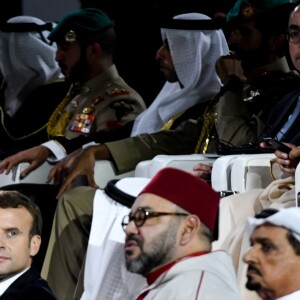 Brigitte Macron, Emmanuel Macron et Mohammed VI - Visite du Louvre Abu Dhabi, le 8 novembre 2017.