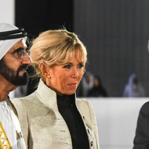 Mohammed bin Rashid Al Maktoum et Brigitte Macron - Visite du Louvre Abu Dhabi, le 8 novembre 2017.
