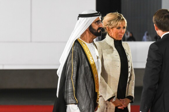 Mohammed bin Rashid Al Maktoum et Brigitte Macron - Visite du Louvre Abu Dhabi, le 8 novembre 2017.